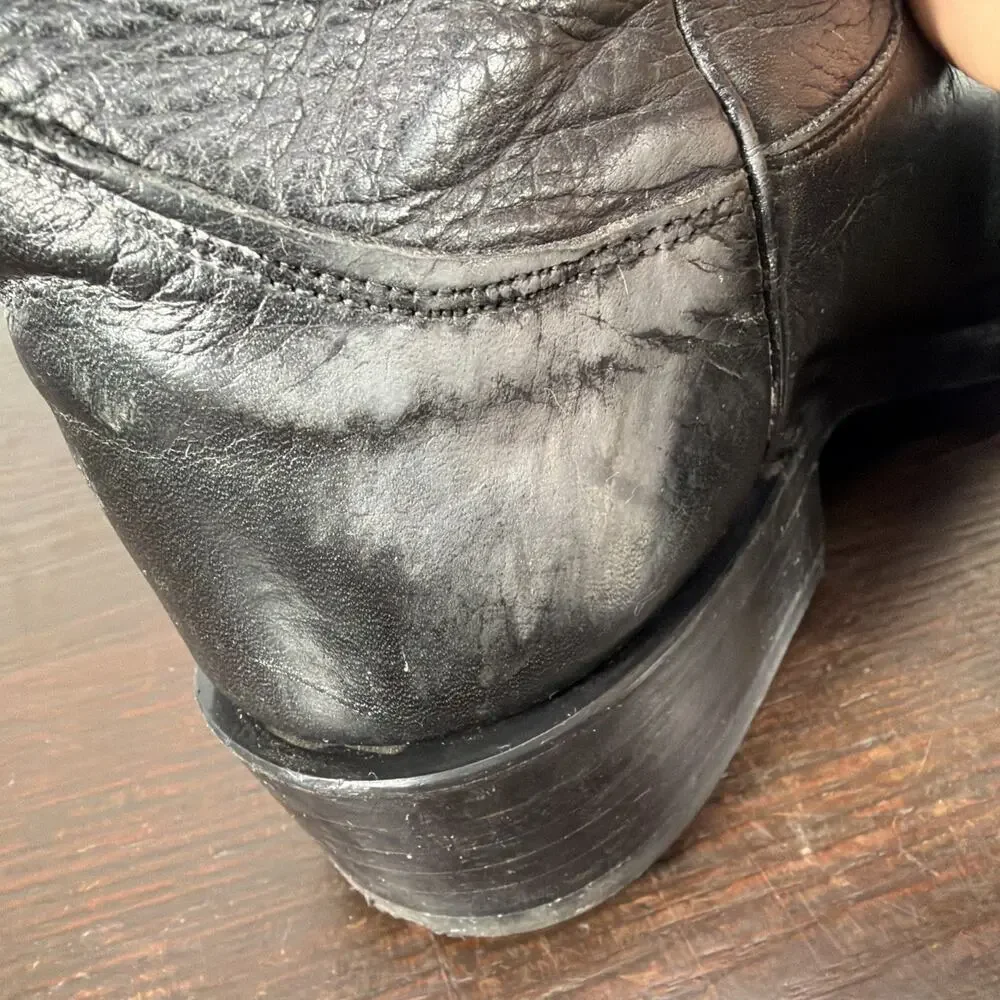 Olathe Boot Company Black Leather Calfskin Cowboy Western Boots Men's 11 A